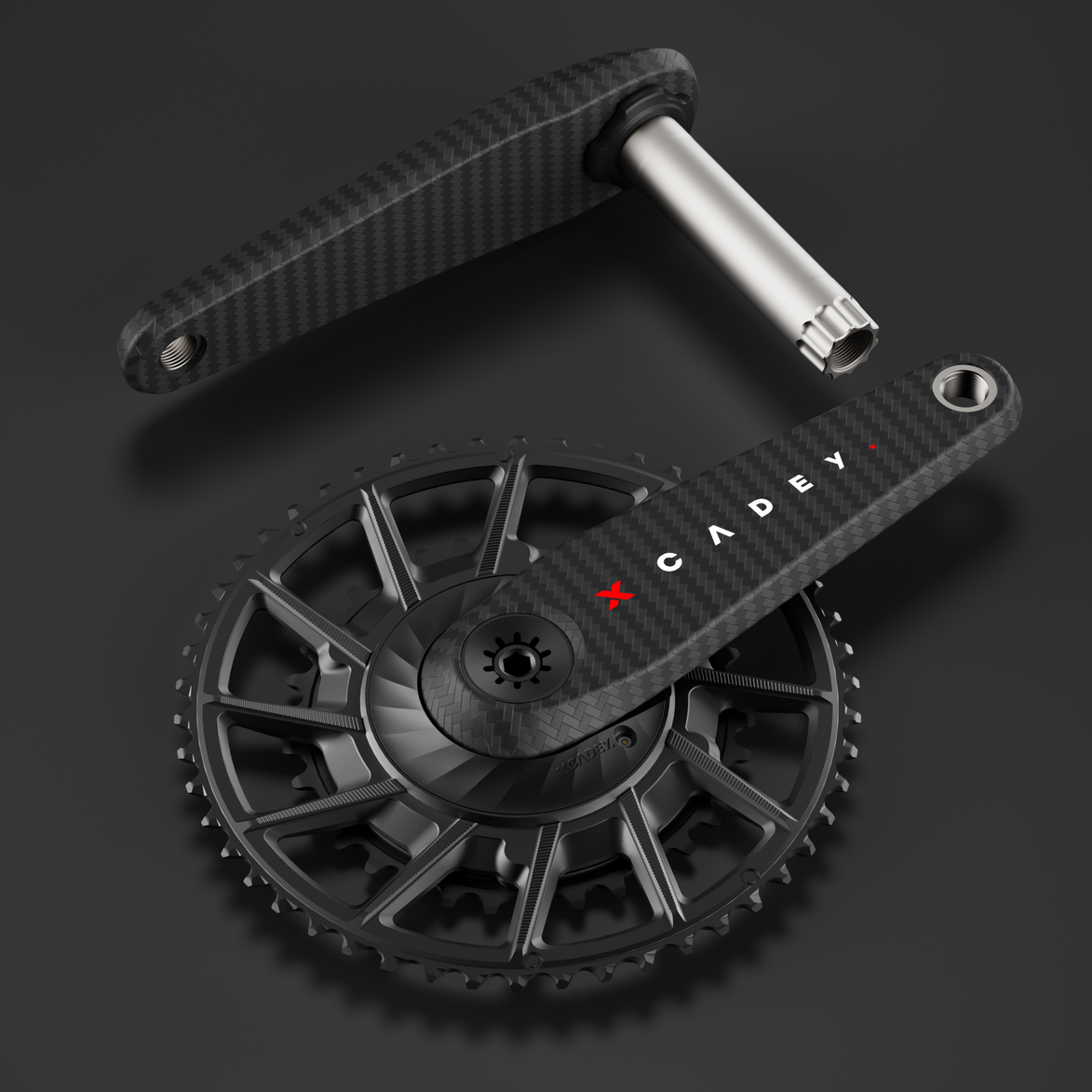 XCADEY VENTUS XPOWER carbon crankset with chainring — detail