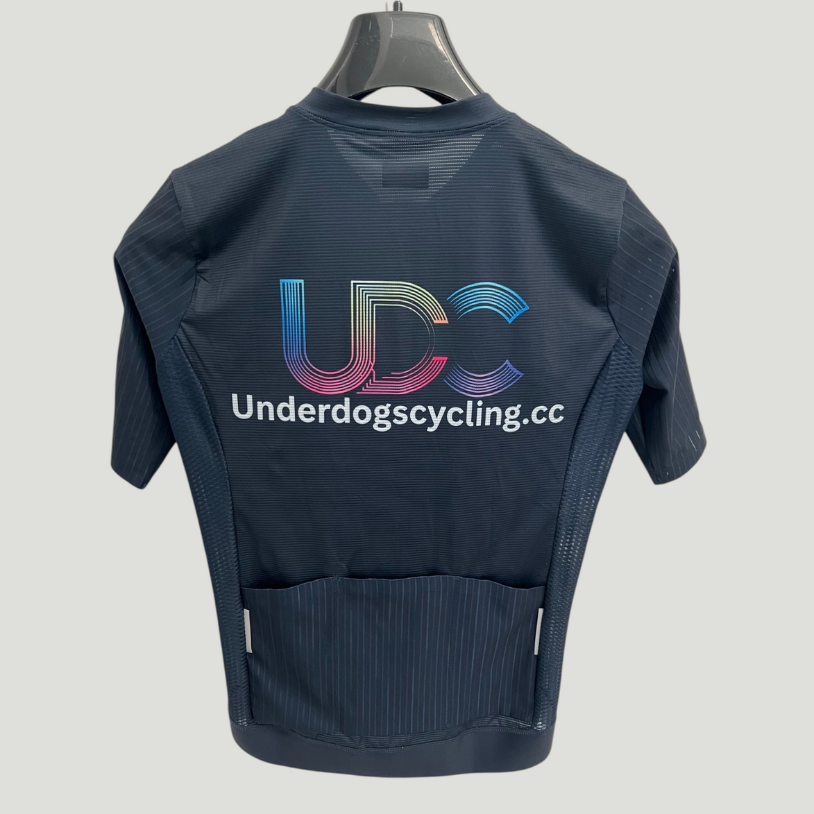 Underdogs Spring Summer Jersey rear view with multicolour UDC branding and pockets
