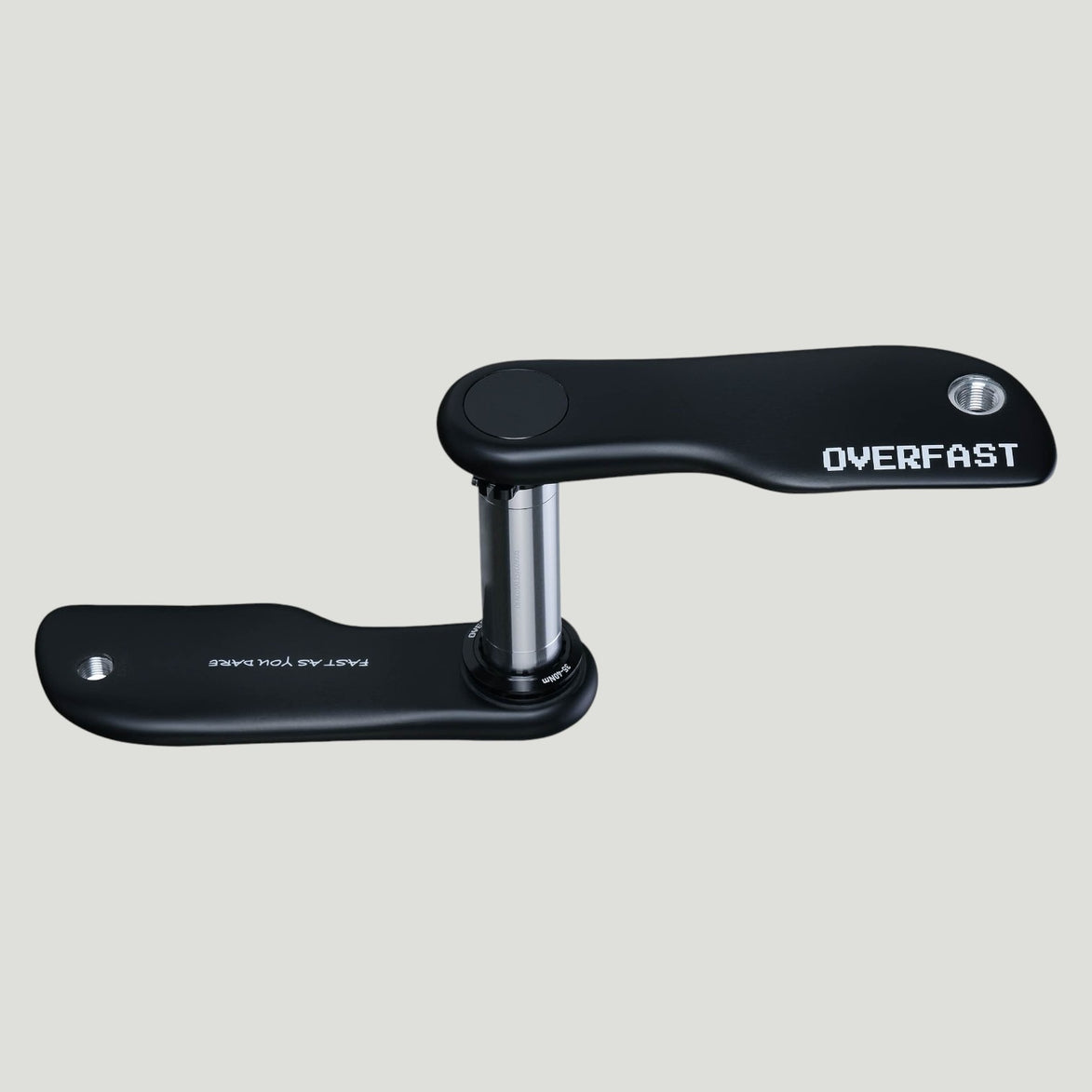 Overfast Aero Carbon Crankset with 24mm titanium spindle installed between carbon crank arms
