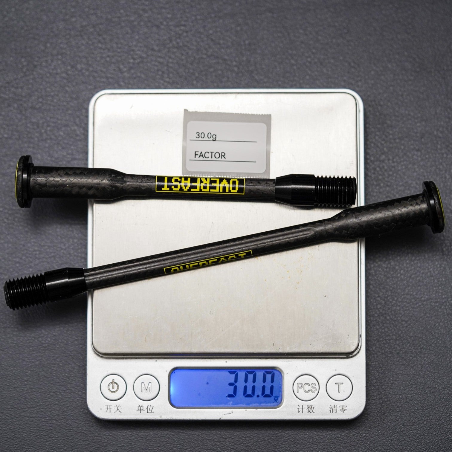 Overfast Ultralight Thru Axle On Scale 30g Weight