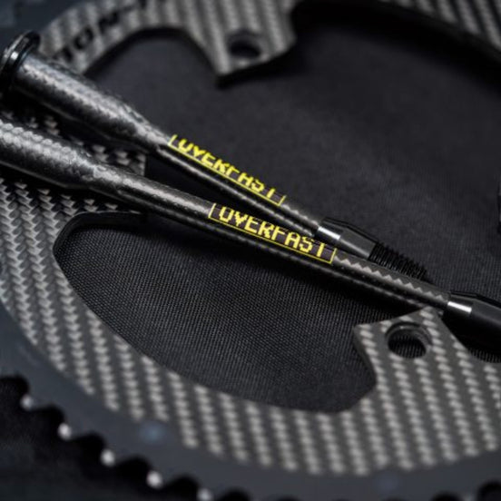 Overfast Ultralight Thru Axle With Carbon Fibre Crank Close Up View