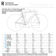 RUFON Conqueror geometry chart