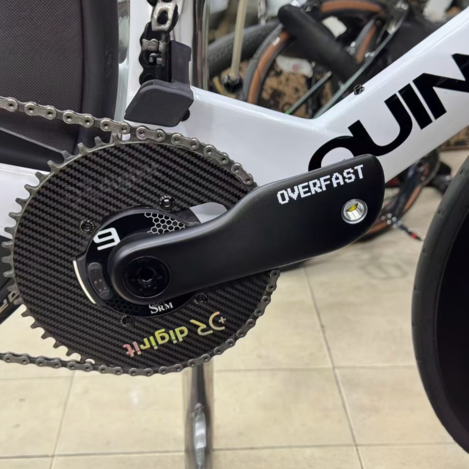 Overfast Aero Carbon Crankset Installed With Aero Chainring